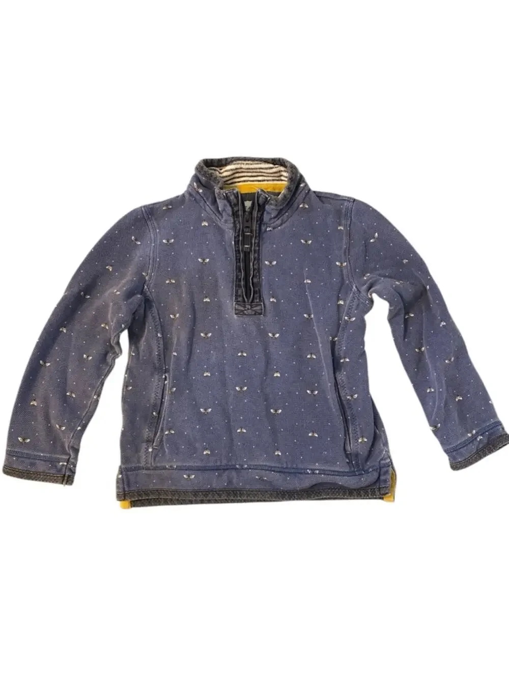 Fat Face UK Kids Cotton Pique Quarter Zip Pullover Blue Bee 10